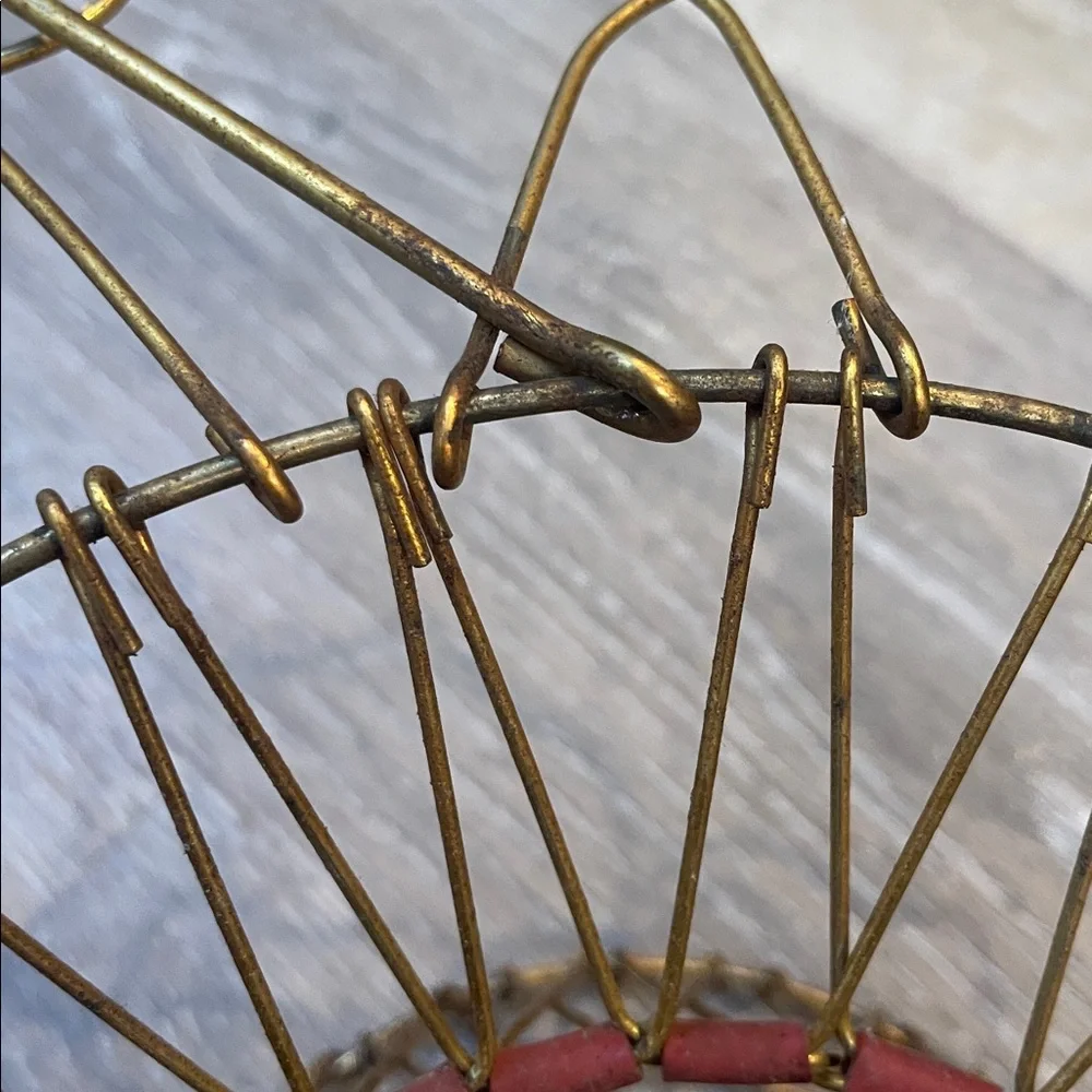 Vintage French Wire Egg Basket Fil de Fer Farmhouse Rustic Foraging